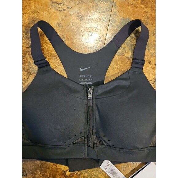 Nike Alpha Front Zip High Support Black Sports Bra Womens Small A-C (NWT $72.00) - Picture 2 of 8